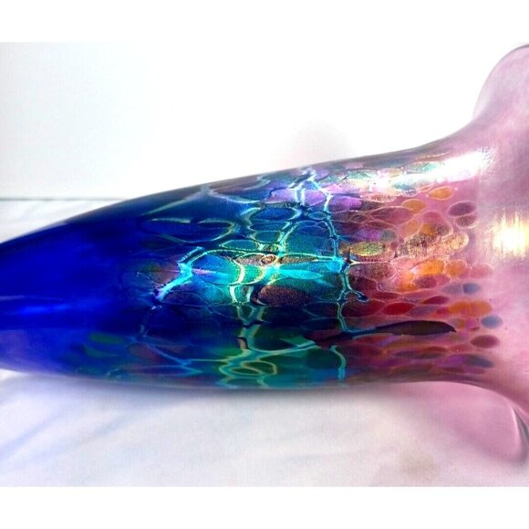 ROBERT HELD LARGE SIGNED TRUMPET CANADIAN IRIDESCENT ART GLASS ART DECO  VASE - Picture 10 of 16